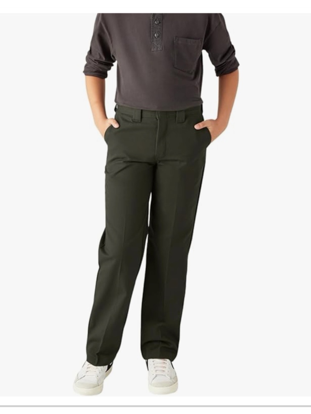 Dickies Boys 873 Classic Straight-Leg Pants Dark Olive